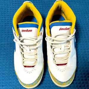 Nike Jordan Size 11 White, Blue & Yellow Sneakers